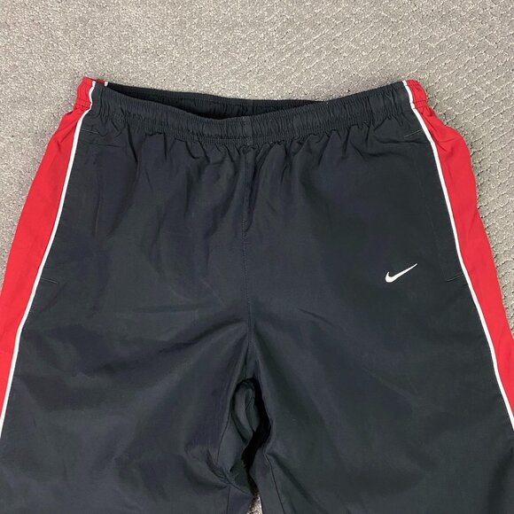 Vintage Nike Woven Track Pants Men's Medium Black Red Stripe Ankle Zip Y2K 2000s - Picture 5 of 14